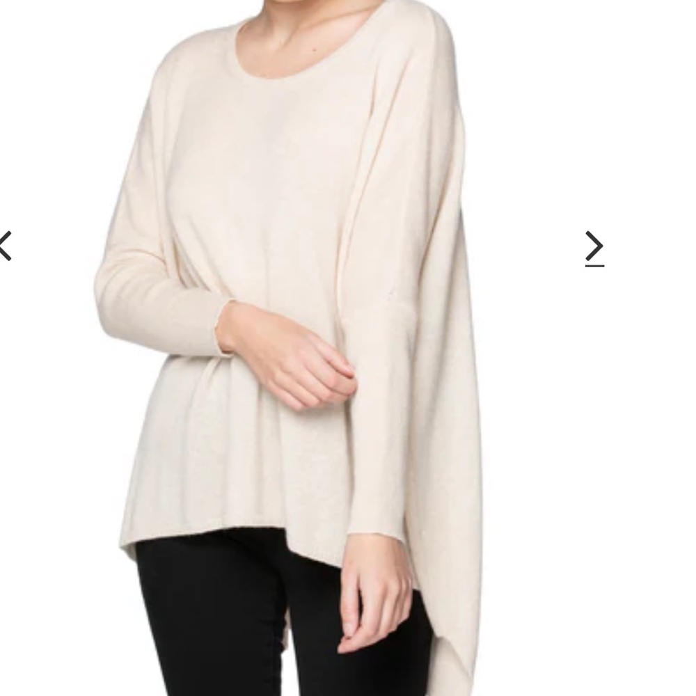 Subtle Luxury Black Long Sleeve 100% washable Cashmere high low sweater tunic